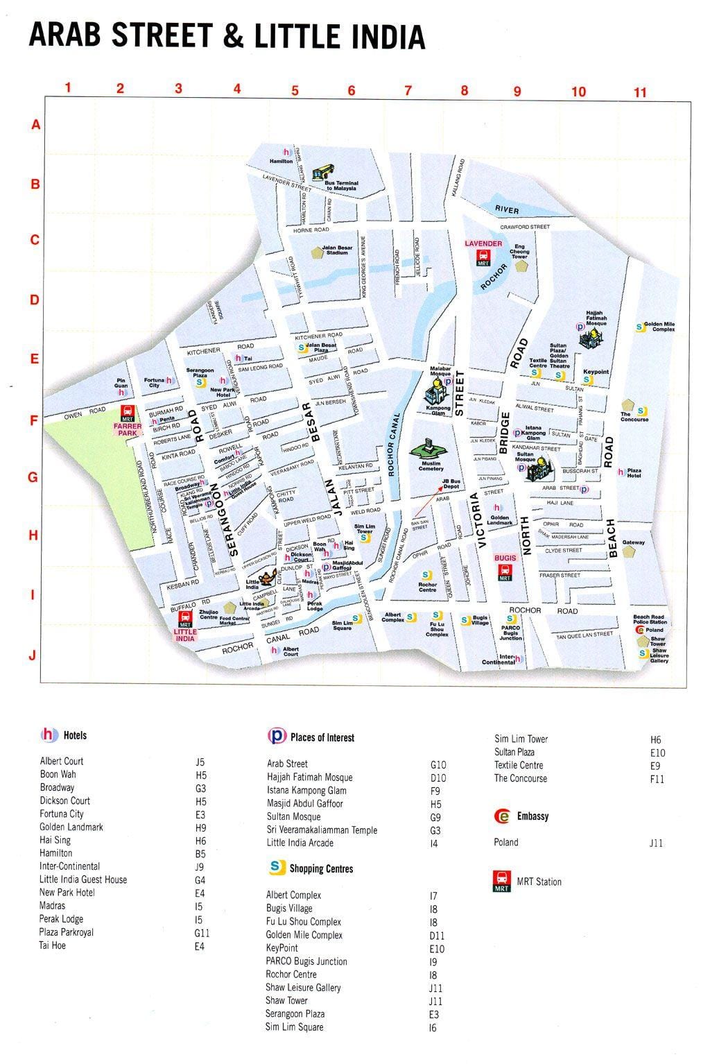 Mapa de árabe rúa kuala lumpur