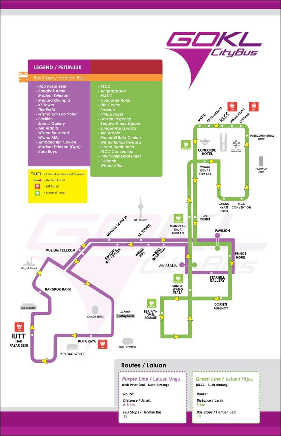 Mapa de ir kl liña verde
