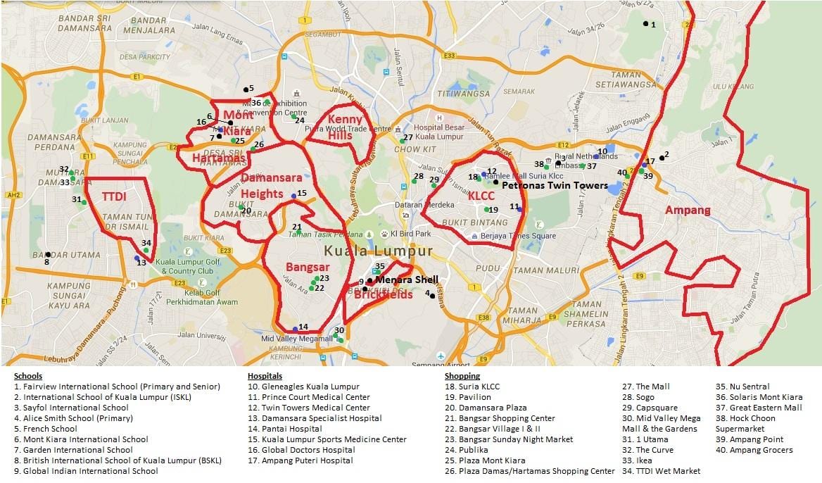 kuala lumpur área mapa