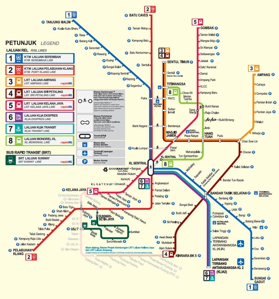 lrt liña no mapa de kuala lumpur