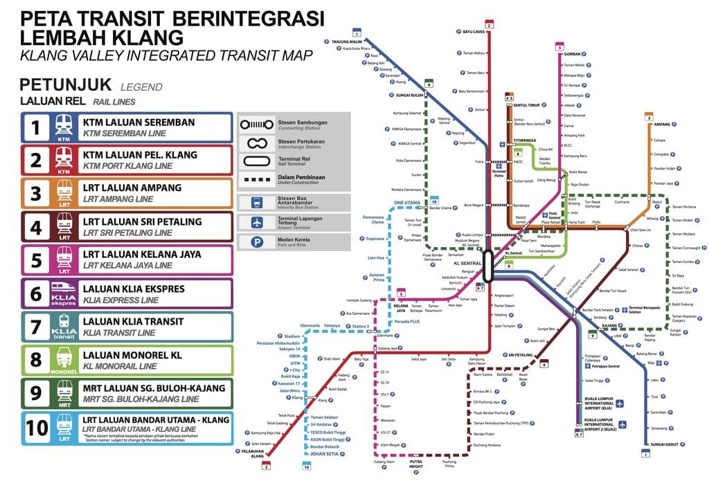 transporte público mapa kuala lumpur