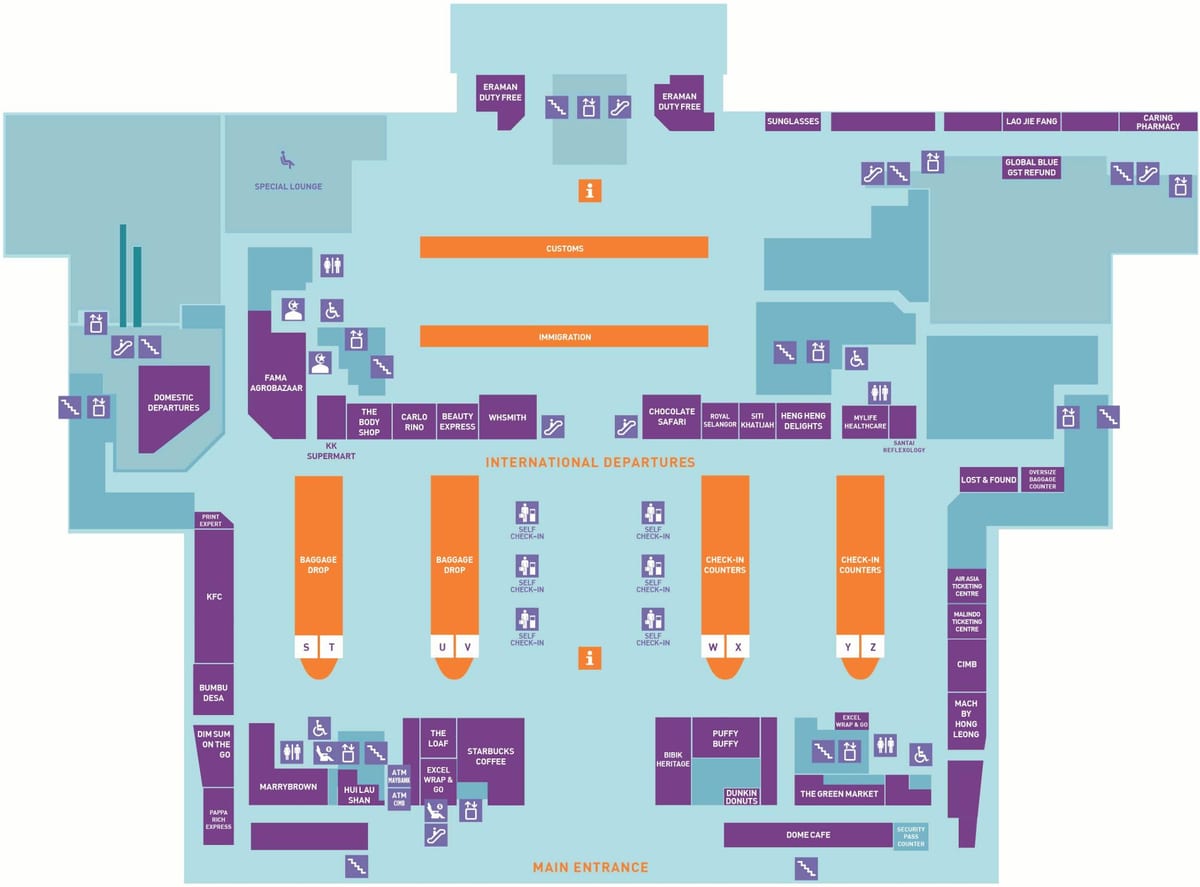 klia internacional chegada salón mapa