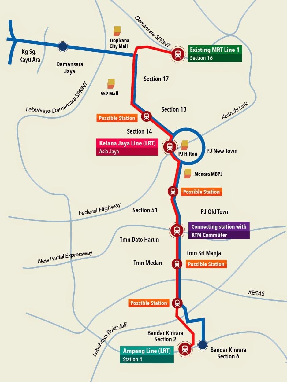 kelana jaya lrt estación mapa