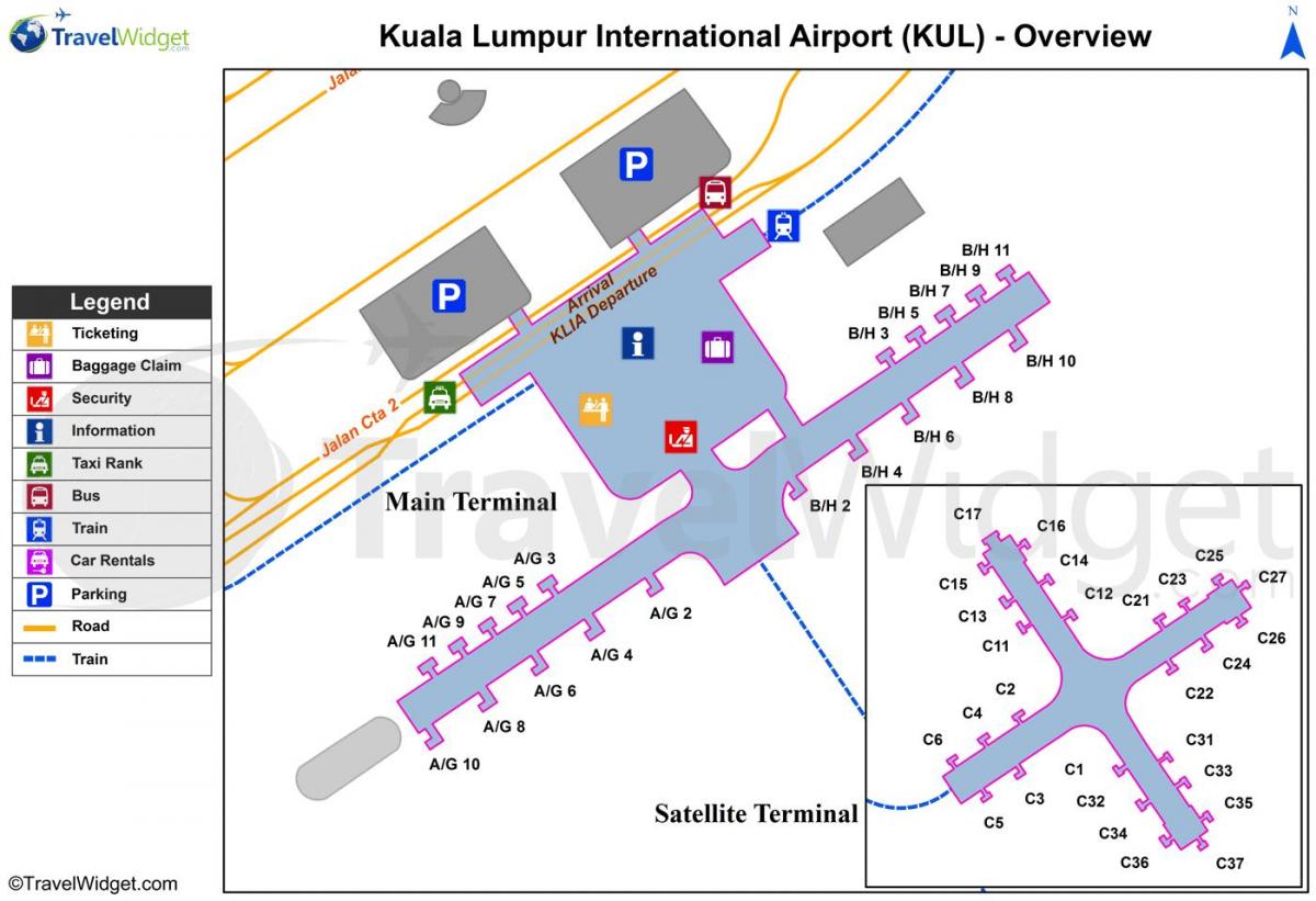 kuala lumpur aeroporto principal terminal mapa