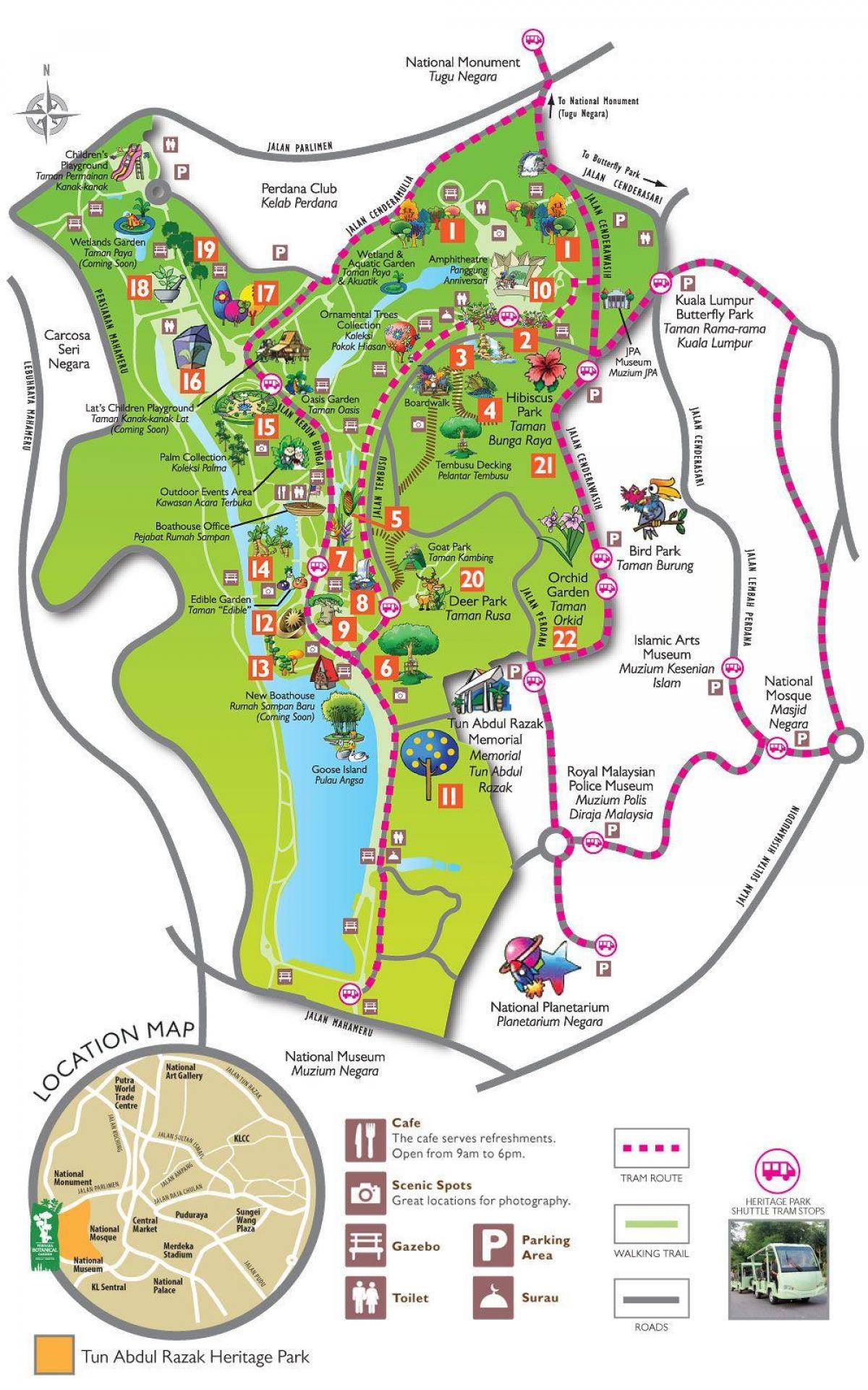 Mapa de perdana xardín botánico