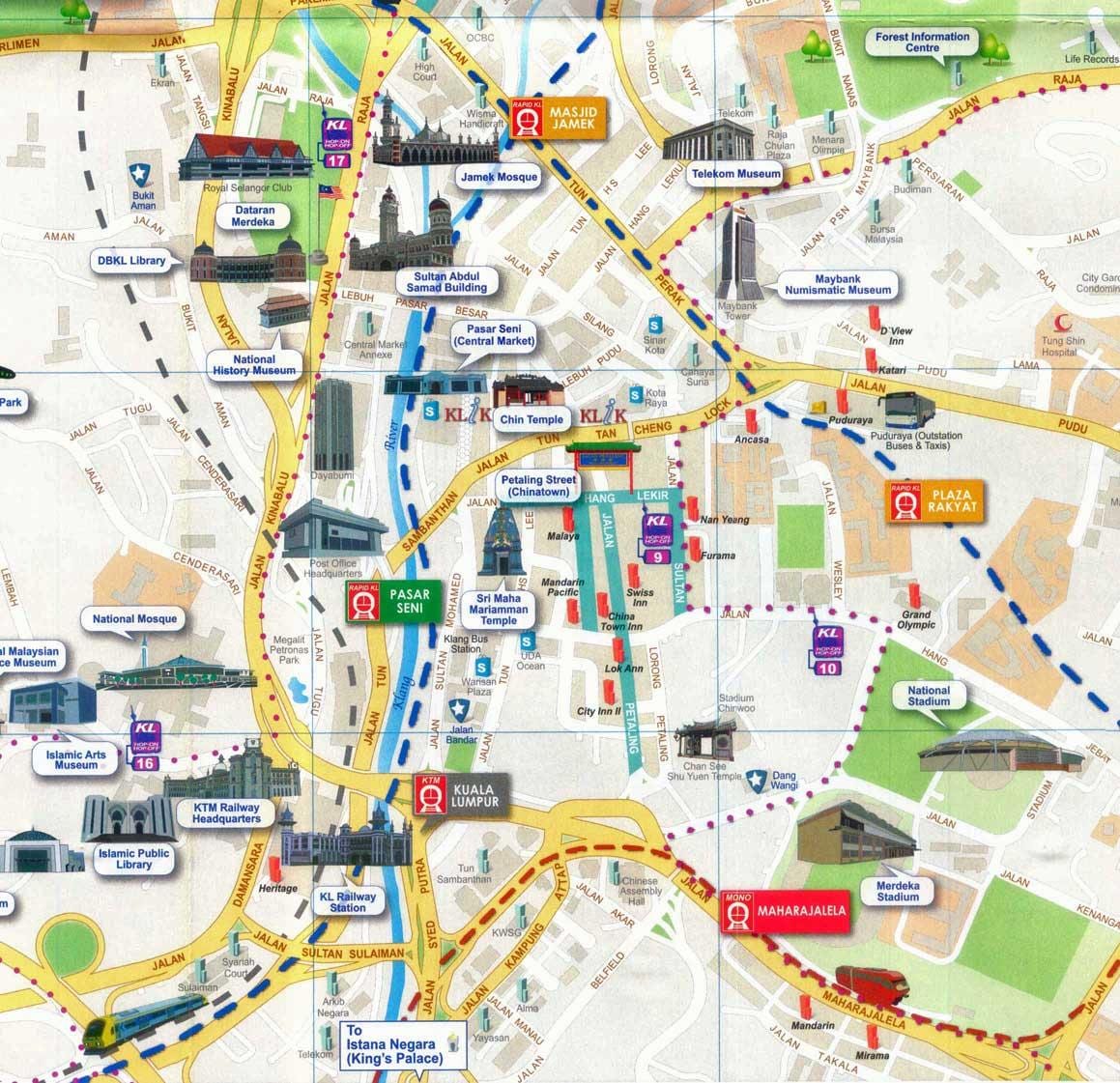 Mapa de petaling rúa kuala lumpur