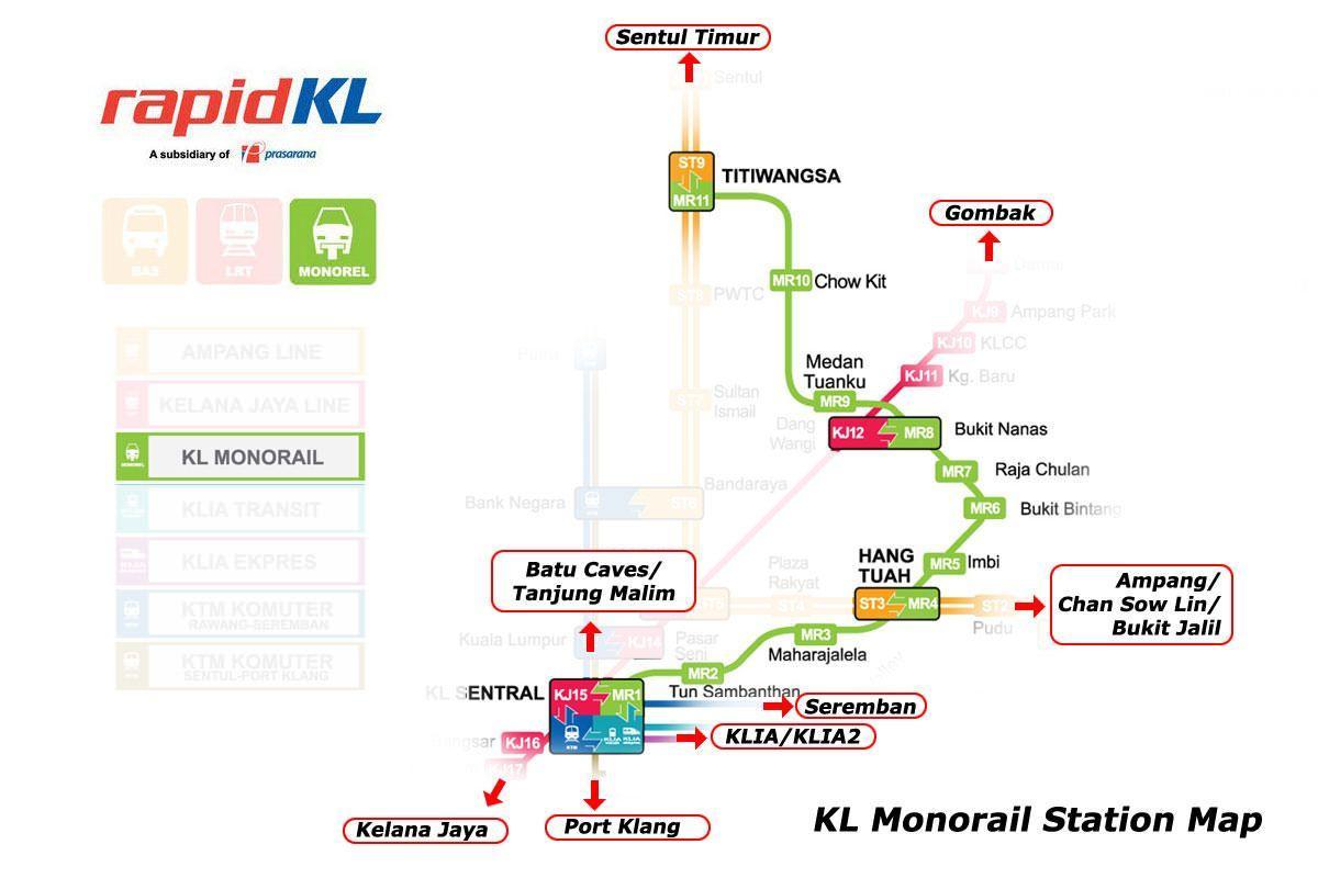 malaisia liña de tren mapa
