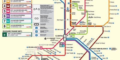 Lrt liña no mapa de kuala lumpur